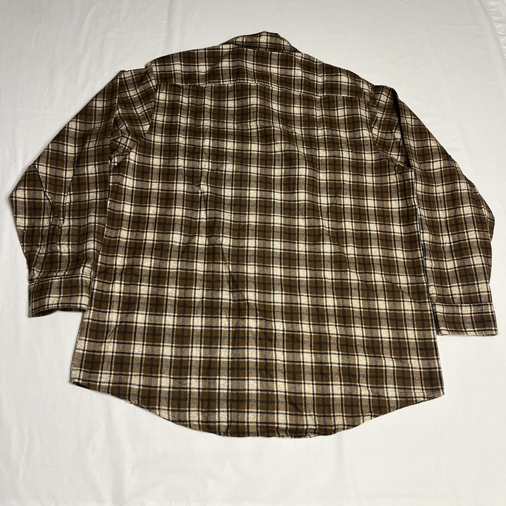 David Taylor Flannel Button Up Shirt Mens L Brown Plaid Basic Outdoors Hiking - Picture 2 of 6
